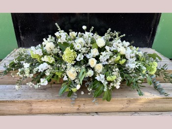 Classic White Coffin Spray, Funeral Flowers Darlington